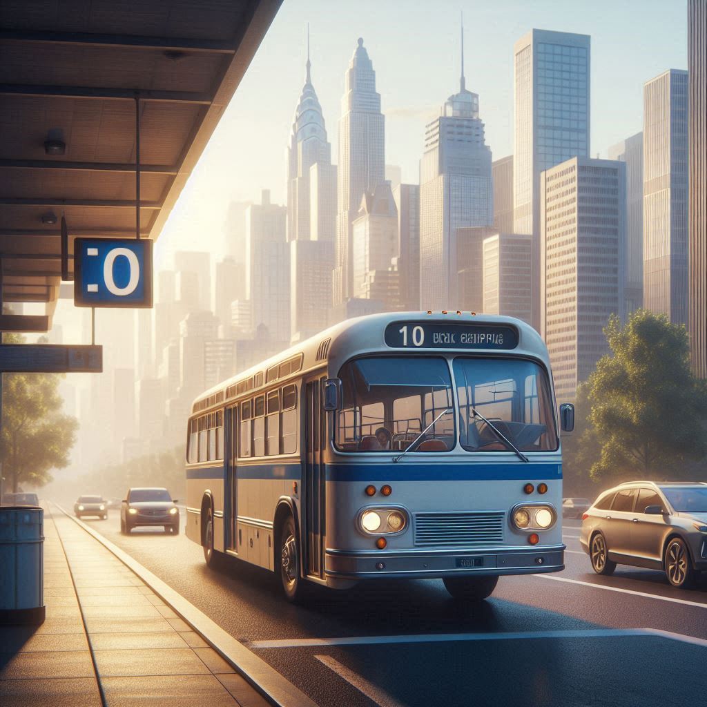 Bus number 10 leaving bus stop
